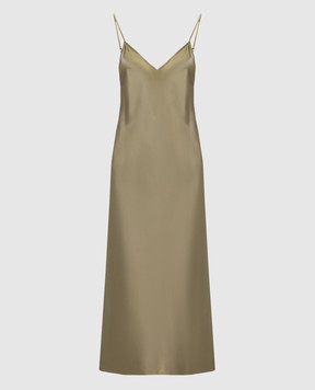 JOSEPH Платье-комбинация Clea цвета хаки из шелка JF008182