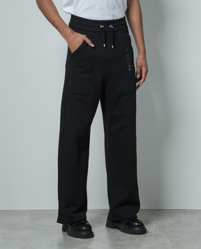 Balmain Черные спортивные брюки с фактурным логотипом CH1OB214BC61