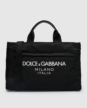 Dolce&Gabbana Чорна дорожня сумка з контрастним логотипом BM2125AG182