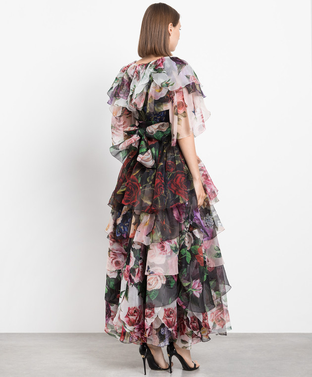 Dolce&Gabbana Floral printed silk maxi dress with frills F6D2ZTGDN77 image 4