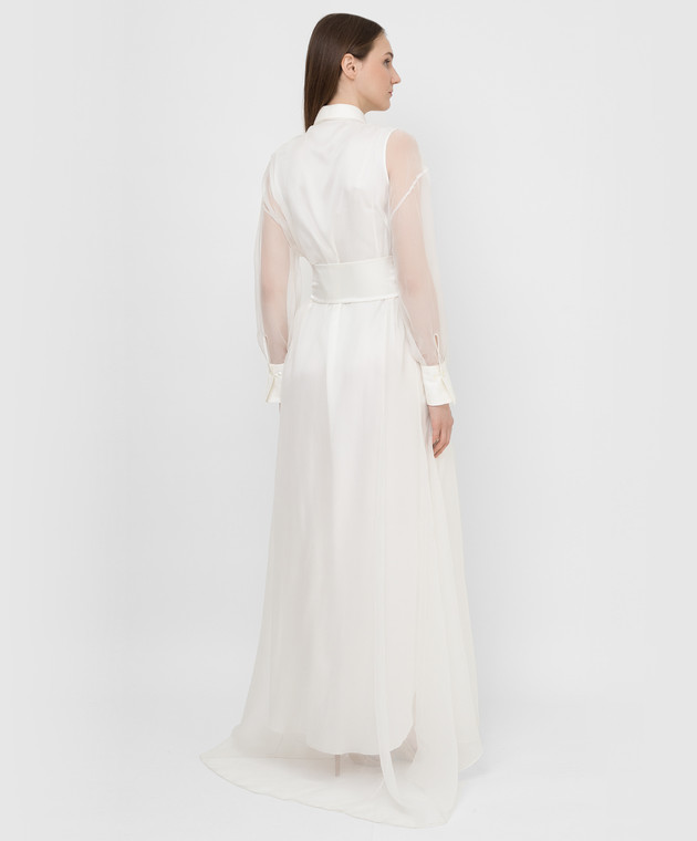 Brunello Cucinelli Біла шовкова сукня зі шлейфом MF940ADM32 зображення 4