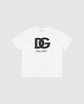 Dolce&Gabbana Біла футболка з принтом логотипа DG L4JTEYG7L4M46