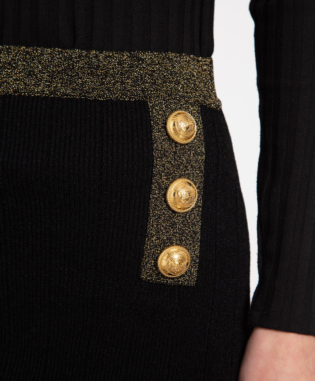 Balmain Black mini skirt with lurex AF1LB189KD74 изображение 5