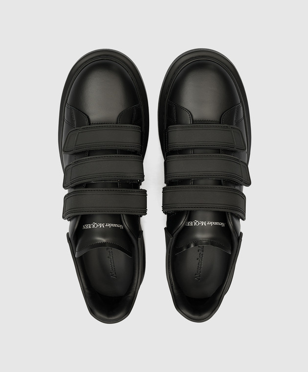 Alexander McQueen Oversized black leather sneakers with logo 750337WIDJK image 4
