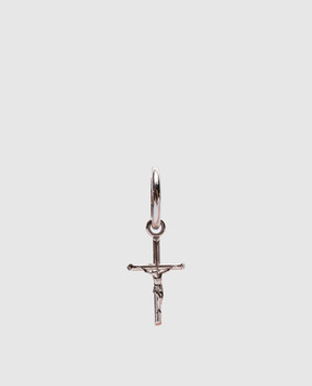 Dolce&Gabbana Серебряная моносерьга-креол с подвеской в форме креста WEP7S1W1111