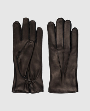 Loro Piana Черные кожаные перчатки FAI8883