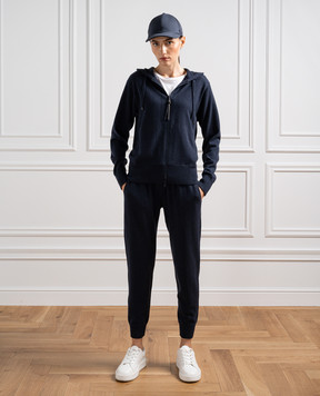 Brunello Cucinelli Синяя спортивная кофта из кашемира с цепочкой мониль M12169106