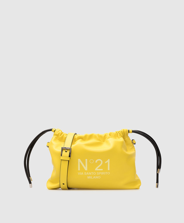 N21 Жовта шкіряна сумка-кісет Eva з логотипом 22EBP0901NP01