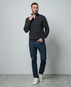 Cashmere&Whiskey Сірий джемпер з кашеміру з блискавкою 357N