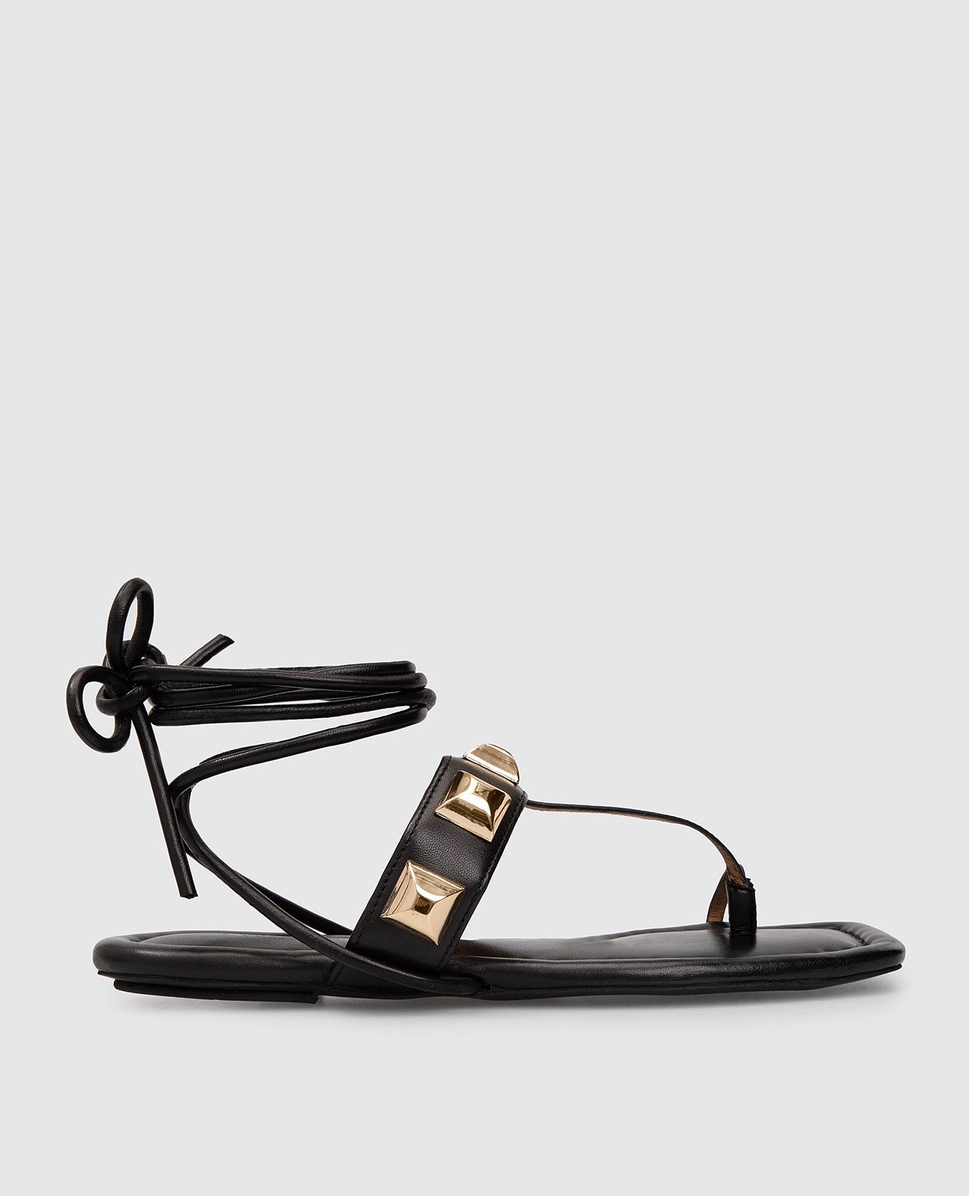 

Кожаные сандалии с заклепками, Черный, Сандалии