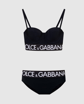 Dolce&Gabbana Чорний купальник з візерунком логотипа O8B84JONP71