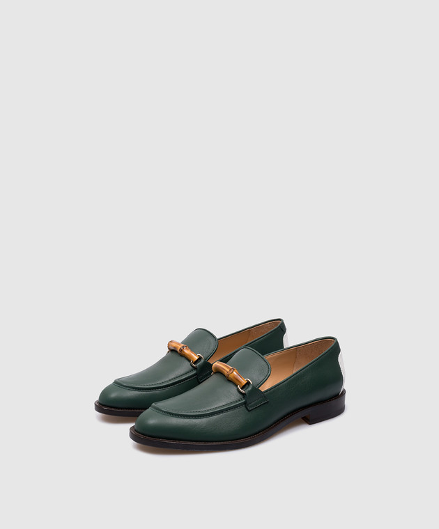 Casablanca Green leather loafers with bamboo decor UAF23FW018M02 image 3
