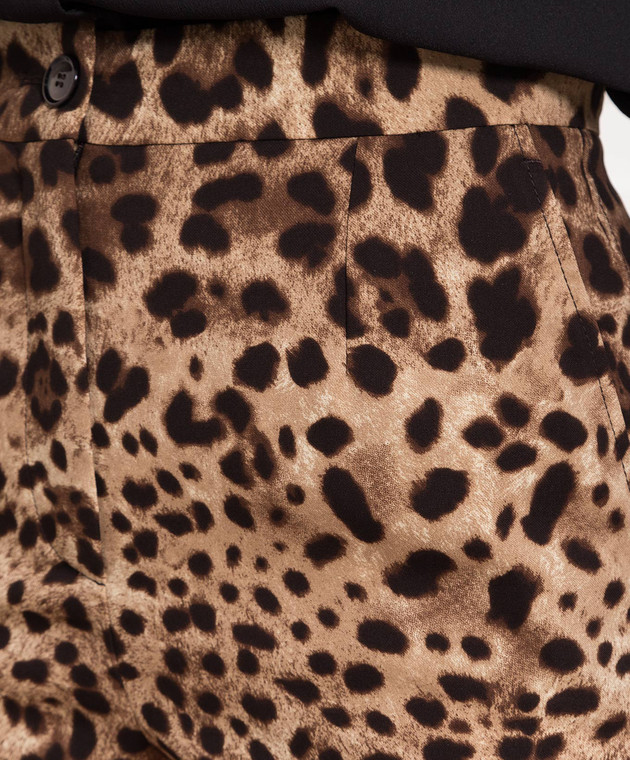 Dolce&Gabbana Brown leopard print silk shorts FTBTPTFSAZ7 image 5