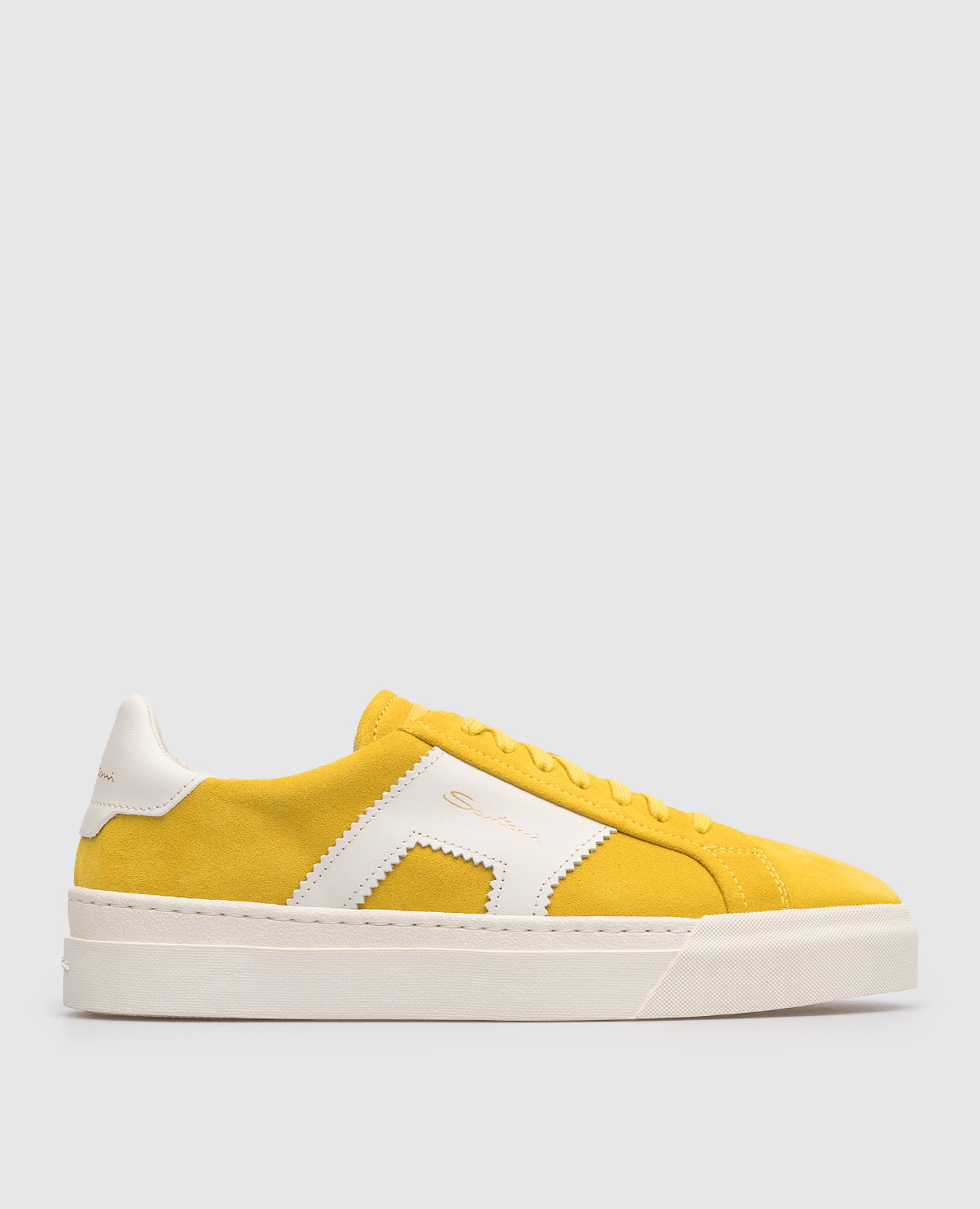 Yellow suede sneakers with embossed logo