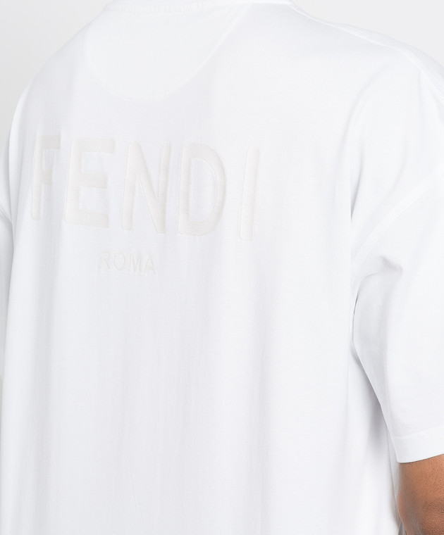 Fendi Біла футболка з вишитим логотипом FY3936AILC зображення 5