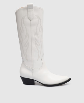 Babe Pay Pls White leather Dallas boots with embroidery DALLASVITELLORICAMO