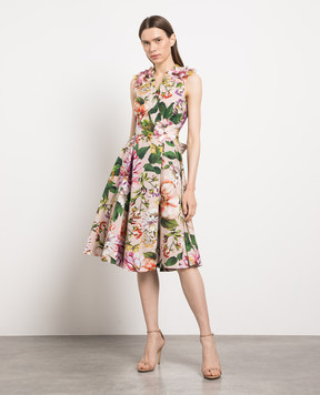 Dolce&Gabbana Бежева сукня міді в квітковий принт F6H4AZHS5F8