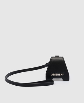 AMBUSH Черный кожаный чехол для Airpods с логотипом BMNJ002S23LEA001