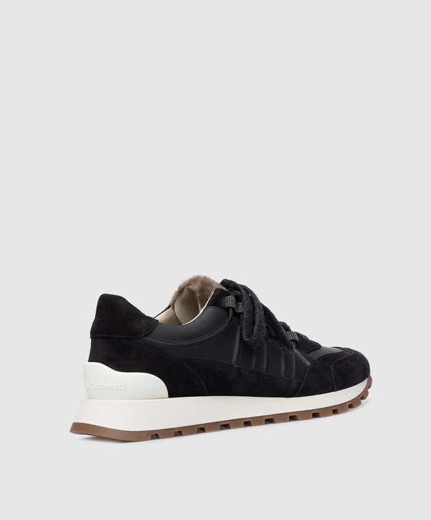 Brunello Cucinelli Черные комбинированные кроссовки с цепочкой мониль MZSFG2289P изображение 3