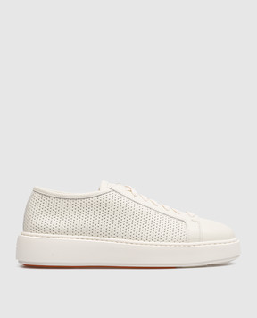 Santoni White leather sneakers with perforations WBCD60791BARCPPY