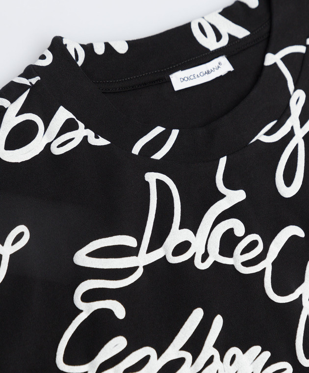 Dolce&Gabbana Дитяча чорна футболка з логотипом L4JTDMG7A9X56 зображення 3