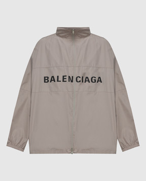 Balenciaga Бежевая ветровка с принтом логотипа 725302TPO06