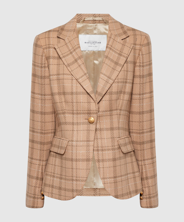 Ballantyne Brown checked wool and cashmere jacket BLJ041QWC09