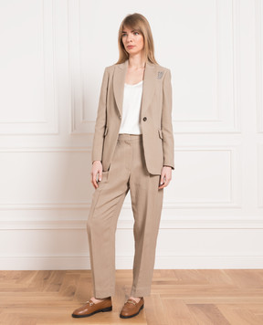 Brunello Cucinelli Коричневі штани з ланцюжком моніль MH126P8292