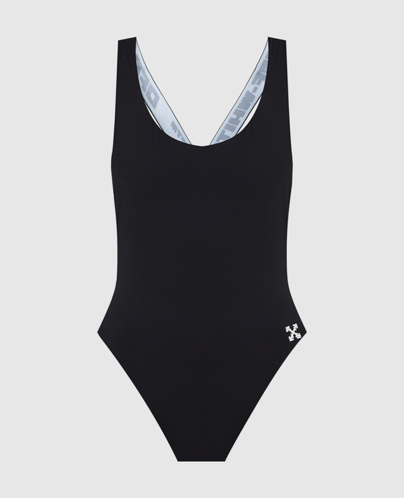 Black swimsuit with contrast logo print