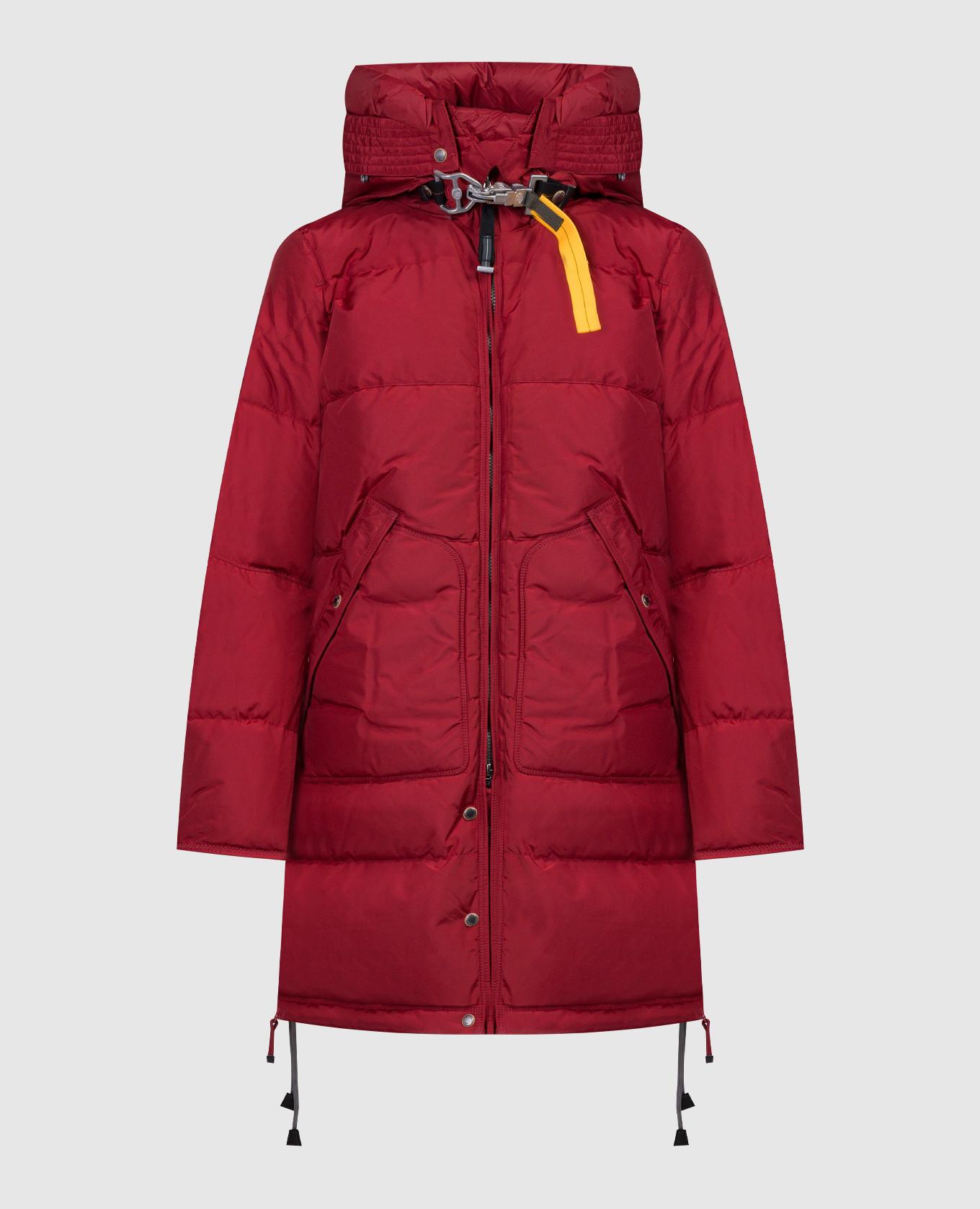 Red Long Bear down jacket with logo patch