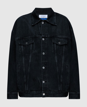 Off-White Черная куртка джинсовая с патчем логотипа OMYE090C99DEN001