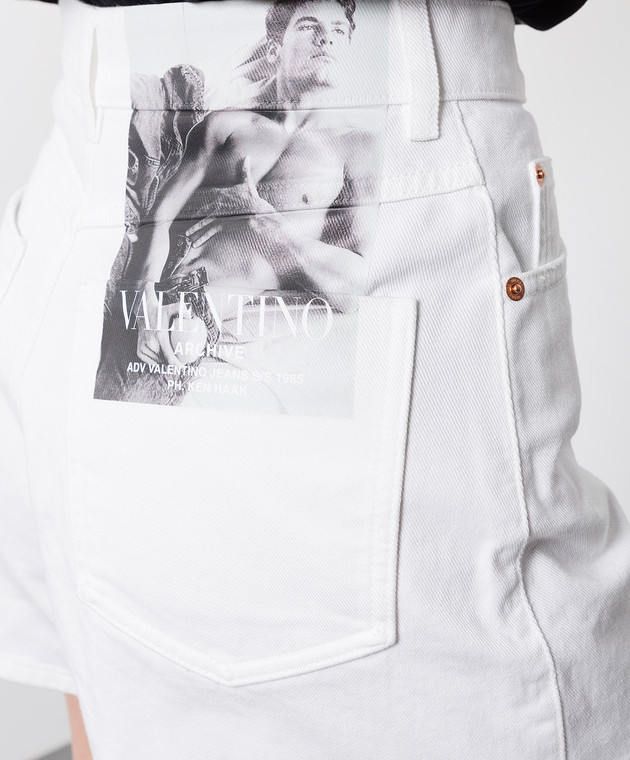 Valentino Білі джинсові шорти з брендованим принтом XB0DD13Q8EK зображення 5