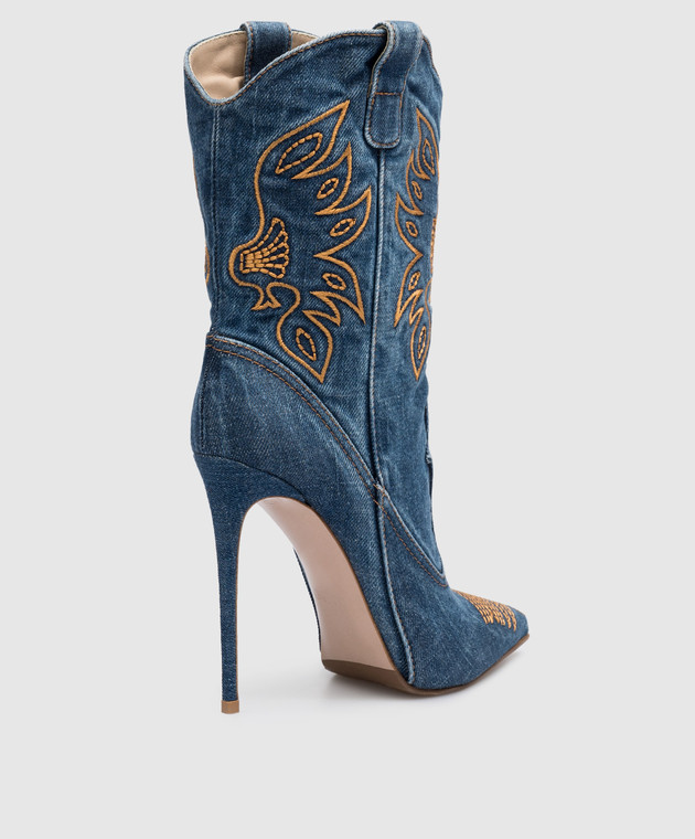 Le Silla Eva blue denim ankle boots with embroidery 2023Z100R1PPGIR image 3