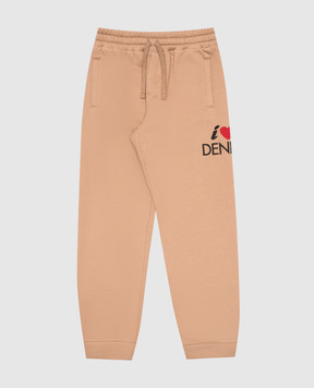 Dolce&Gabbana Детские коричневые спортивные брюки с вышивкой L4JPFEG7K0A812