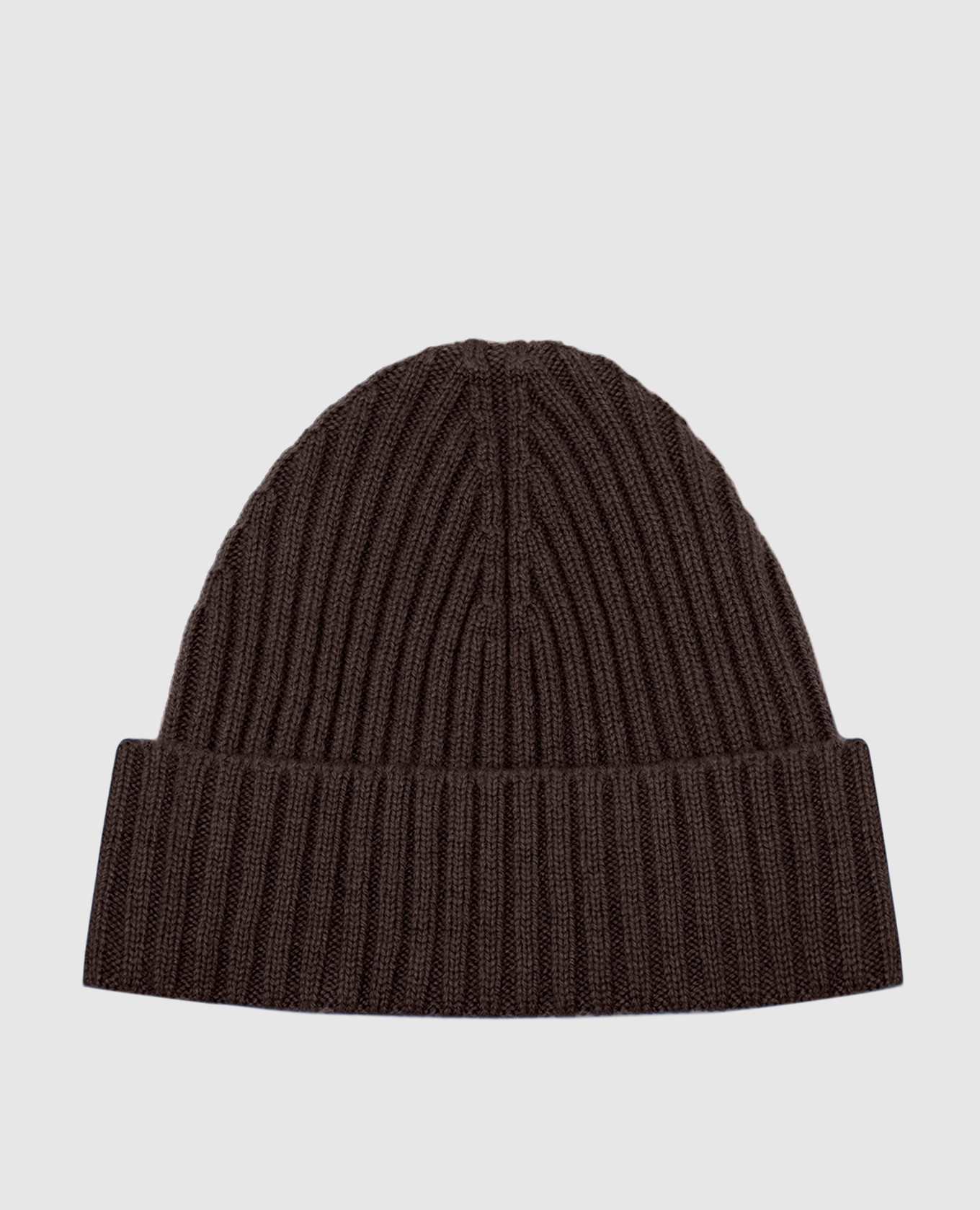 Brown ribbed cashmere hat