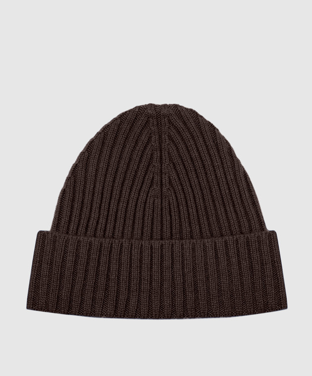 Cashmere&Whiskey Brown ribbed cashmere hat 201C