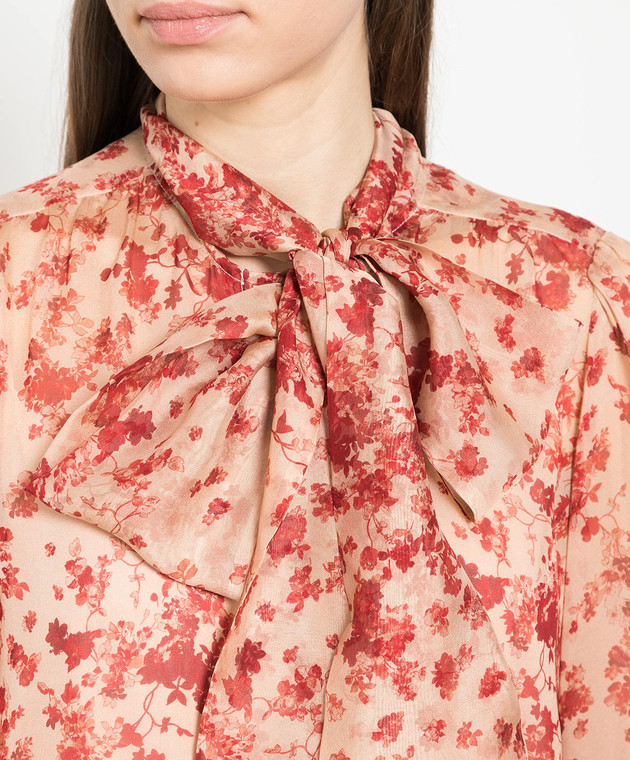 Max Mara Beige silk blouse with floral print FINISH image 5