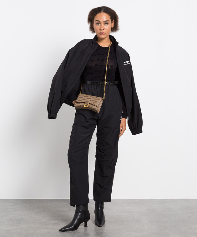 Balenciaga Черная ветровка с контрастной вышивкой логотипа 704505TKO48w изображение 2