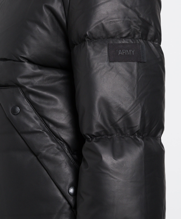 Yves Salomon Army Шкіряна чорна куртка з хутряним оздобленням 23WFV06160M04W зображення 5