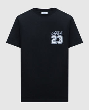 Off-White Чорна футболка з вишивкою 23 Logo OMAA027S24JER005