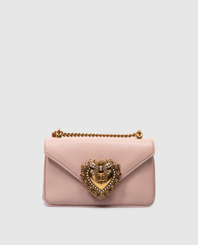 Dolce&Gabbana Розовая кожаная сумка кросс-боди DEVOTION с логотипом в винтажном стиле BB7475AF984