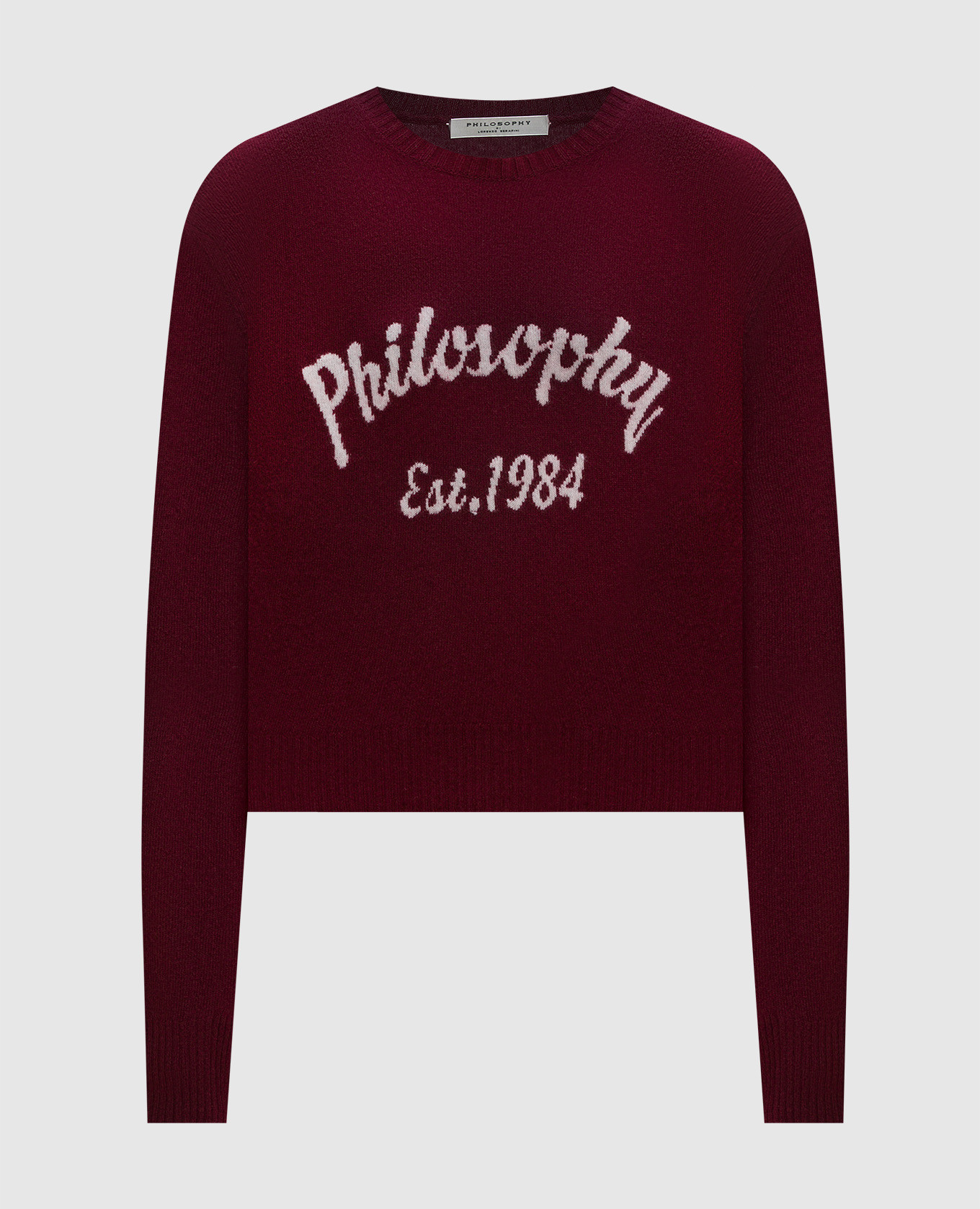 Burgundy wool and cashmere jumper with a logo