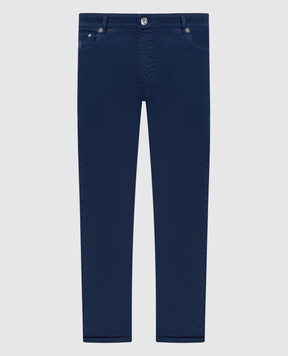 Brunello Cucinelli Синие зауженные брюки с логотипом патча. M277PD3210