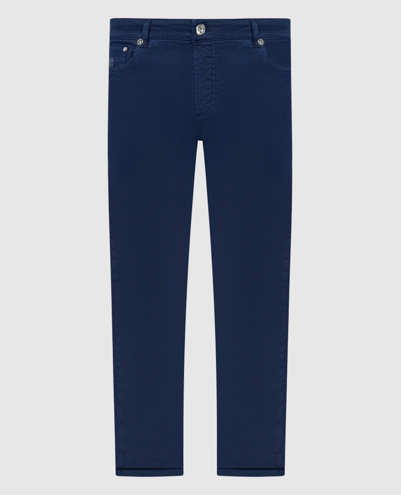 Синие зауженные брюки с логотипом патча.
