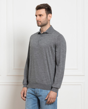 Brunello Cucinelli Сіре меланжеве поло з вовни та кашеміру M2400295
