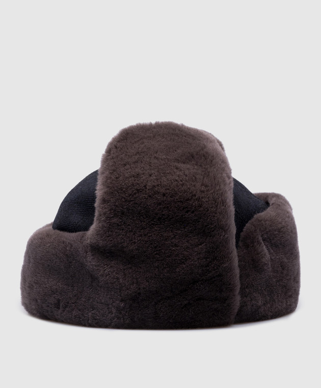Enrico Mandelli Blue beanie hat made of wool and cashmere with mink fur CAP5733821 image 3