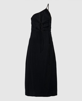 Materiel Чорна асиметрична сукня з шнурівкою MRE24M171029DRBK