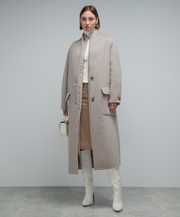 Agnona Beige cashmere coat with detachable waistcoat TL0608AD7001 image 2