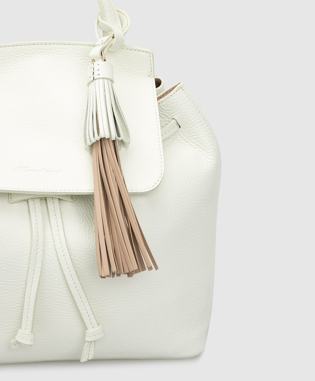 Santoni Белый кожаный рюкзак DFBBA1828SFHAD1 изображение 5