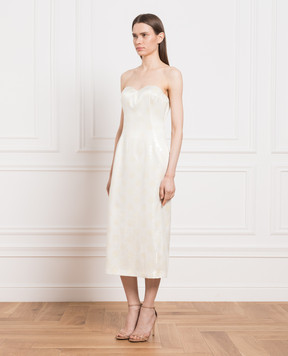 Ermanno Scervino Бежева сукня-бюстьє із шовку в паєтки D422Q730CPRXM